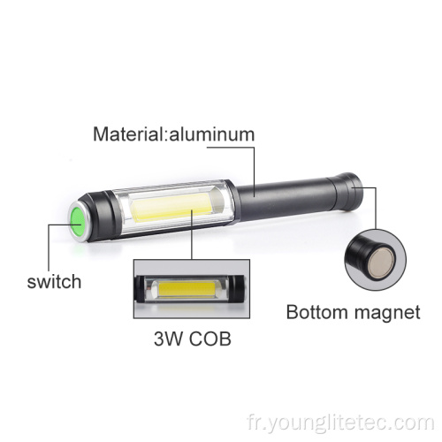 COB Aluminium LED Handheld Travail Inspecter la lumière du stylo